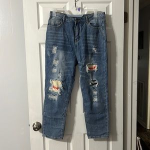 Women Jeans with Baseball insets.